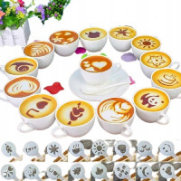 Set 16 sabloane reutilizabile pentru ornarea desertului sau a cafelei Set 16 sabloane reutilizabile pentru ornarea desertului sau a cafelei
