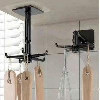 Umeras rotativ de bucatarie cu 6 carlige, material ABS, lungime 11 cm, culoare Negru Umeras rotativ de bucatarie cu 6 carlige, material ABS, lungime 11 cm, culoare Negru