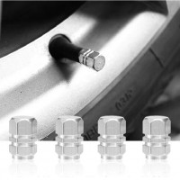 Set capacele auto pentru ventil hexagon argintiu 4 buc Set capacele auto pentru ventil hexagon argintiu 4 buc