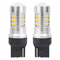 Set becuri auto cu LED CANBUS, 3030, 24SMD, compatibil T20, 7440, WY21W, Portocaliu, 12V / 24V, destinat competitiilor auto sau off-road
