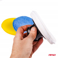 Set bureti pentru curatare, polisare si slefuire, 3 x 125 mm, cu maner Set bureti pentru curatare, polisare si slefuire, 3 x 125 mm, cu maner