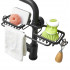 Raft organizator dublu, universal pentru bucatarie sau baie, montaj pe robinet, material otel, culoare Neagra [5]