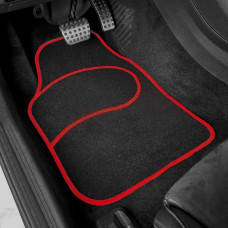 Set 4 Covorase auto din Mocheta, model Universal, culoare Negru cu margine Rosie, dimensiuni fata 64 x 44cm | spate 44 x 29cm Set 4 Covorase auto din Mocheta, model Universal, culoare Negru cu margine Rosie, dimensiuni fata 64 x 44cm | spate 44 x 29cm