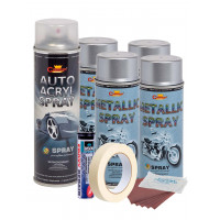 Kit complet reparatie si vopsire jante culoare Argintiu Metalizat, V4 Kit complet reparatie si vopsire jante culoare Argintiu Metalizat, V4