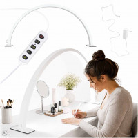Lampa de birou pentru cosmetica sau manichiura, cu LED-uri, fara umbre, design curbat, culoare Alba, pentru saloane sau uz personal