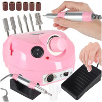Masina electrica de slefuit unghiile, 65 W, pentru manichiura si pedichiura, cu 6 capete, culoare Roz