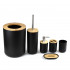 Set Elegant pentru baie format din 6 piese, ABS + lemn, culoare negru/maro [2]