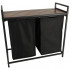 Cos mare de rufe cu doua compartimente, cu raft si blat din lemn, model LOFT, culoare neagra [2]
