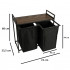 Cos mare de rufe cu doua compartimente, cu raft si blat din lemn, model LOFT, culoare neagra [3]