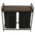 Cos mare de rufe cu doua compartimente, cu raft si blat din lemn, model LOFT, culoare neagra [6]