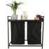 Cos mare de rufe cu doua compartimente, cu raft si blat din lemn, model LOFT, culoare neagra [7]
