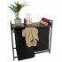 Cos mare de rufe cu doua compartimente, cu raft si blat din lemn, model LOFT, culoare neagra [8]