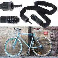 Antifurt bicicleta, Dispozitiv de blocare biciclete, Cifru cu 5 digits, lungime 90cm, culoare Neagra Antifurt bicicleta, Dispozitiv de blocare biciclete, Cifru cu 5 digits, lungime 90cm, culoare Neagra