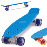 Skateboard Penny Board pentru copii cu roti din cauciuc, iluminate LED, culoare Albastra Skateboard Penny Board pentru copii cu roti din cauciuc, iluminate LED, culoare Albastra