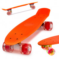 Skateboard Penny Board pentru copii cu roti din cauciuc, iluminate LED, culoare Orange Skateboard Penny Board pentru copii cu roti din cauciuc, iluminate LED, culoare Orange