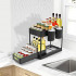 Organizator multifunctional pentru chiuveta cu recipient de depozitare glisant, utilizabil in bucatarie sau baie dimensiuni, 40 x 23 x 32 cm, culoare Neagra [2]