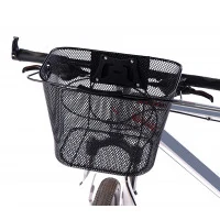 Cos metalic pentru bicicleta cu maner, demontabil, conceput pentru a fi montat in partea din fata, culoare Neagra Cos metalic pentru bicicleta cu maner, demontabil, conceput pentru a fi montat in partea din fata, culoare Neagra