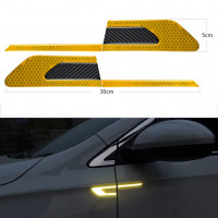 Set 2 stickere reflectorizante BUMERANG cu insertie Carbon 5D, culoare Galben Set 2 stickere reflectorizante BUMERANG cu insertie Carbon 5D, culoare Galben