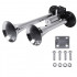 Claxon bitonal cu 2 goarne, alimentare 12/24V pentru vehiculele dotate cu compresor de aer, culoare Crom/Negru [2]