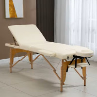 Masa de masaj pliabila, 3 zone, cadru lemn, spuma 5cm, inaltime 55-76cm, piele ecologica, dimensiuni 60x213cm, culoare Crem Masa de masaj pliabila, 3 zone, cadru lemn, spuma 5cm, inaltime 55-76cm, piele ecologica, dimensiuni 60x213cm, culoare Crem