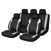 Set huse scaune auto Premium, model DIAMOND Core, design Sportiv,  universale, ergonomice, Piele Ecologica Matlasata, culoare Negru/Gri