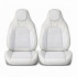 Set huse scaune auto Premium, model BLAZE Luxor, design Sportiv,  universale, ergonomice, Piele Ecologica cu insertii textile, culoare Crem/Gri [2]