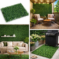 Panou Decorativ Gard viu artificial cu frunze mici, culoare verde, dimensiune 40 x 60cm