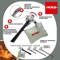 Ikra Aspirator/suflanta frunze cu tocator el. ikra iebv 3200
