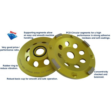 Cupa diamantata EASY pt. inlaturat adeziv, vopsea, epoxi - PCD-circular 125x22.2mm Premium - DXDH.4016.125.4.4 [1]
