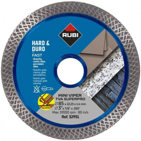 Disc diamantat mini viper pt. materiale foarte dure 85mm, TVA 85 SuperPro - RUBI-32951 [1]