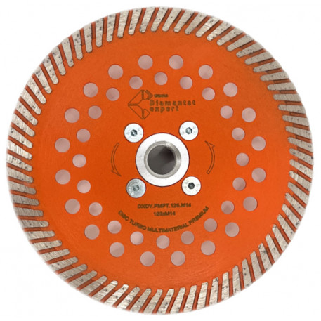 Disc diamantat pentru taiat Granit, Piatra, Beton armat, Materiale dure TURBO Laser 125mm cu prindere M14 SUPER PREMIUM - DXDY.PMPT.125.M14 [1]