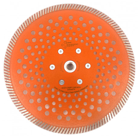 Disc diamantat pentru taiat Granit, Piatra, Beton armat, Materiale dure TURBO Laser 230mm cu prindere M14 SUPER PREMIUM - DXDY.PMPT.230.M14 [1]