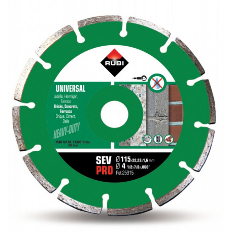 Disc diamantat pt. beton si caramida 115mm, SEV 115 Pro - RUBI-25915 [1]