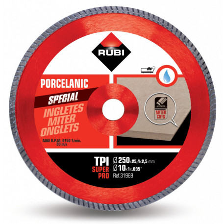 Disc diamantat pt. gresie portelanata, taieri oblice 250mm, TPI 250 SuperPro - RUBI-31969 [1]