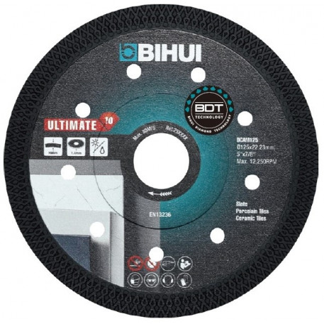 Disc Diamantat pt. Materiale dure, Portelan, Placi ceramice, 125x22.2 (mm) Ultimate BDT - BIHUI-DCAM125 [1]