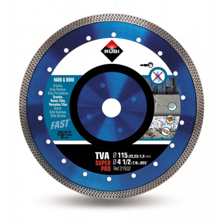 Disc diamantat pt. materiale foarte dure 115mm, TVA 115 SuperPro - RUBI-31932 [1]