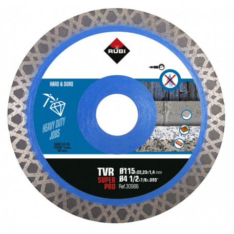 Disc diamantat pt. materiale foarte dure 115mm, TVR 115 SuperPro - RUBI-30986 [1]