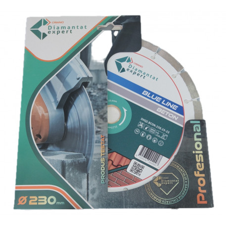 Disc DiamantatExpert pt. Beton, Materiale constructii 230x25,4/22.23(inel) (mm) taiere uscata sau umeda, Blue Line Profesional - DXQZ.BCON.230.25-22 [1]