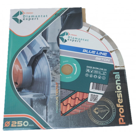 Disc DiamantatExpert pt. Beton, Materiale constructii 250x25,4 (mm) taiere uscata sau umeda, Blue Line Profesional - DXQZ.BCON.250.25 [1]