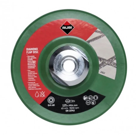 Disc lamelar diamantat pt. slefuit granit, gresie, portelan, sticla - #50/60, Ø125mm, M14 - RUBI-32937 [1]