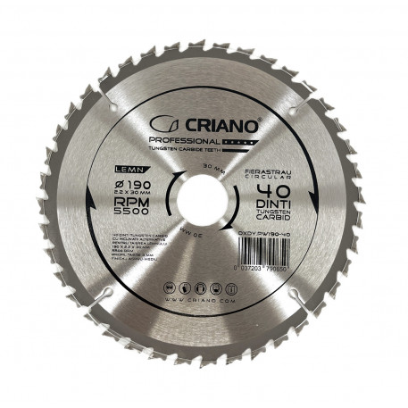Disc Premium TCT - panza de fierastrau circular pentru taiat lemn, 190x30/25.4/20 cu 40 dinti din carbura de tungsten (vidia) - DXDY.PW190-40 [1]