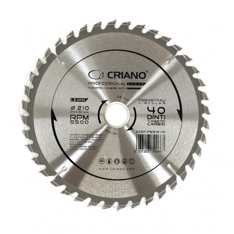 Disc Premium TCT - panza de fierastrau circular pentru taiat lemn, 210x30/25,4/20 cu 40 dinti din carbura de tungsten (vidia) - DXDY.PW210-40 [1]