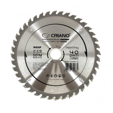 Disc Premium TCT - panza de fierastrau circular pentru taiat lemn, 215x30/25,4/20 cu 40 dinti din carbura de tungsten (vidia) - DXDY.PW215-40 [1]