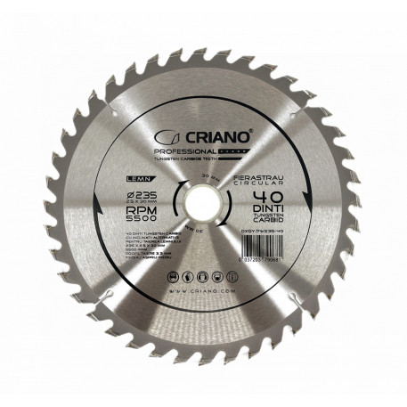 Disc Premium TCT - panza de fierastrau circular pentru taiat lemn, 235x30/25,4/20 cu 40 dinti din carbura de tungsten (vidia) - DXDY.PW235-40 [1]