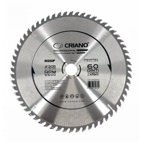 Disc Premium TCT - panza de fierastrau circular pentru taiat lemn, 305x30/25,4/20 cu 60 dinti din carbura de tungsten (vidia) - DXDY.PW305-60 [1]