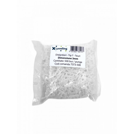 Distantiere tip T ( Teuri ) pt. placi - gresie si faianta - Rost 3 mm - 500 buc - XLEV-TST3-500 [1]