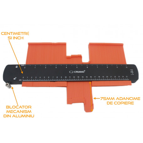 Sablon Profesional cu mecanism interior din aluminiu, pentru copiere forme, lung. 250mm - CNO-COPYCAT [1]
