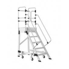 Scara industriala din aluminiu cu 4 trepte si 1 platforma, cu roti automate cu arc, h=125(cm) platforma, inaltime lucru 3,5(m) - CNO-SME-SRA125 Scara industriala din aluminiu cu 4 trepte si 1 platforma, cu roti automate cu arc, h=125(cm) platforma, inaltime lucru 3,5(m) - CNO-SME-SRA125