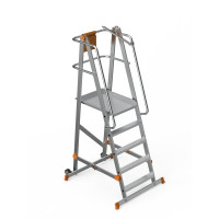 Scara industriala rabatabila (pliabila) din aluminiu cu 4 trepte si platforma h=132cm, inaltime de lucru 3,3m - CNO-SME-FWPL14