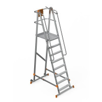 Scara industriala rabatabila (pliabila) din aluminiu cu 7 trepte si platforma h=207cm, inaltime de lucru 4,1m - CNO-SME-FWPL17